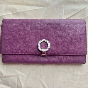 BVLGARI Bulgari Purple Lavender Saffiano Leather Continental Card Coin Wallet